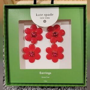 Kate Spade x Target Red Flower Earrings NWT